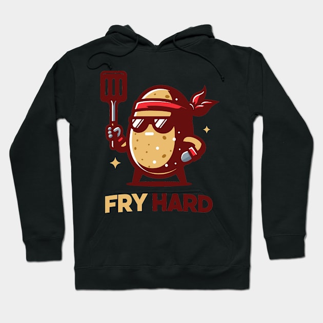 Fry Hard | Cute Potato Puns for Try Hard | Funny Potato with a confident pose Hoodie by Nora Liak